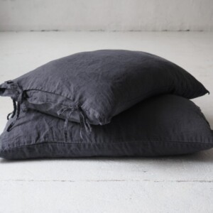 Fundas de almohada con lazos - Charcoal