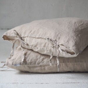 Fundas de almohada con lazos - Natural linen