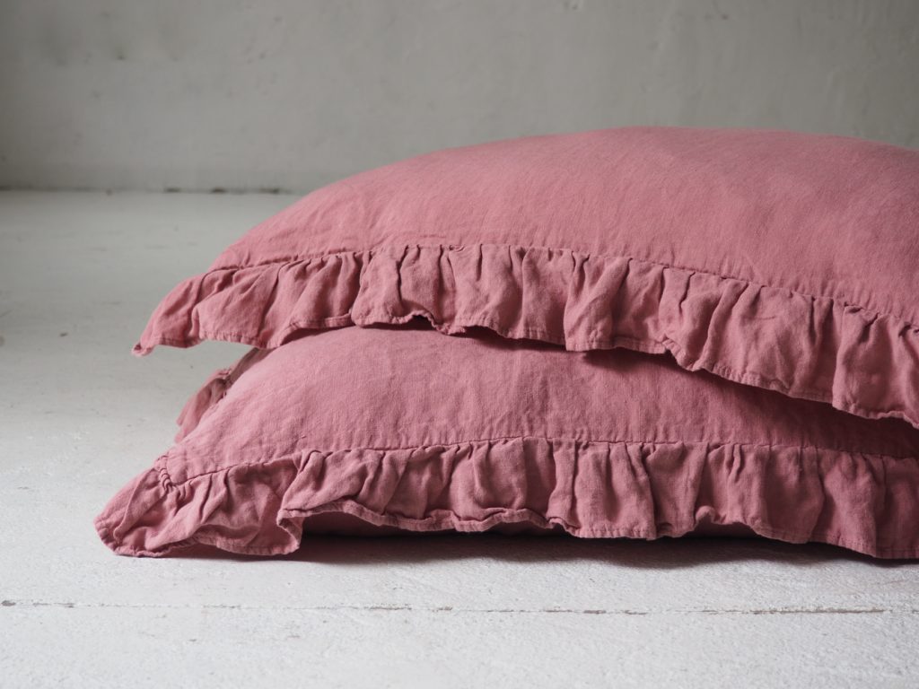Fundas de almohada con superposición de volantes - Dusty Pink