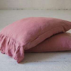 Fundas de almohada con superposición de volantes laterales - Dusty Pink
