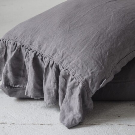 Fundas de almohada con superposición de volantes laterales - True Gray