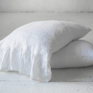 Fundas de almohada con superposición de volantes laterales - Pure White